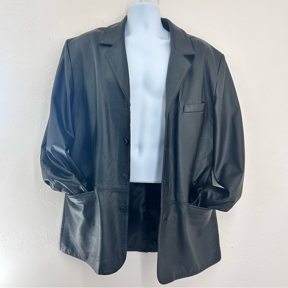 Guide Gear Men’s Black Leather Blazer Jacket Size L Classic Western